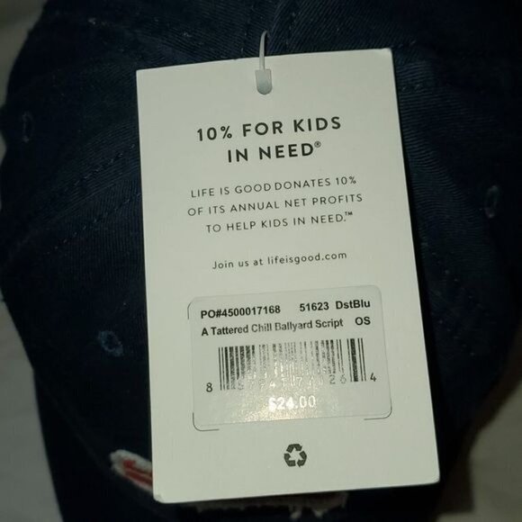 Life is Good Embellished Adjustabl A Tattered Chill Ballyard Script BaseBall Hat - Picture 12 of 12